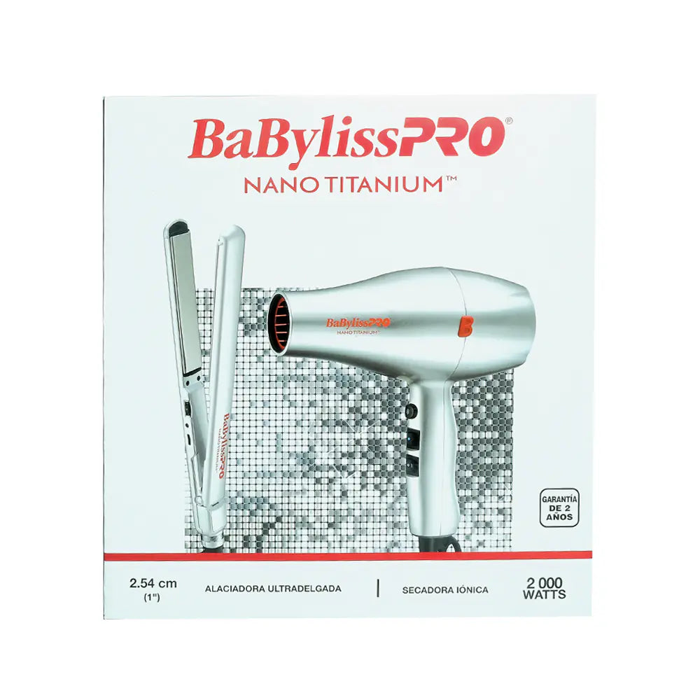 BABYLISS COMBO SILVER NANOTITANIUM SECADORA+ PLANCHA