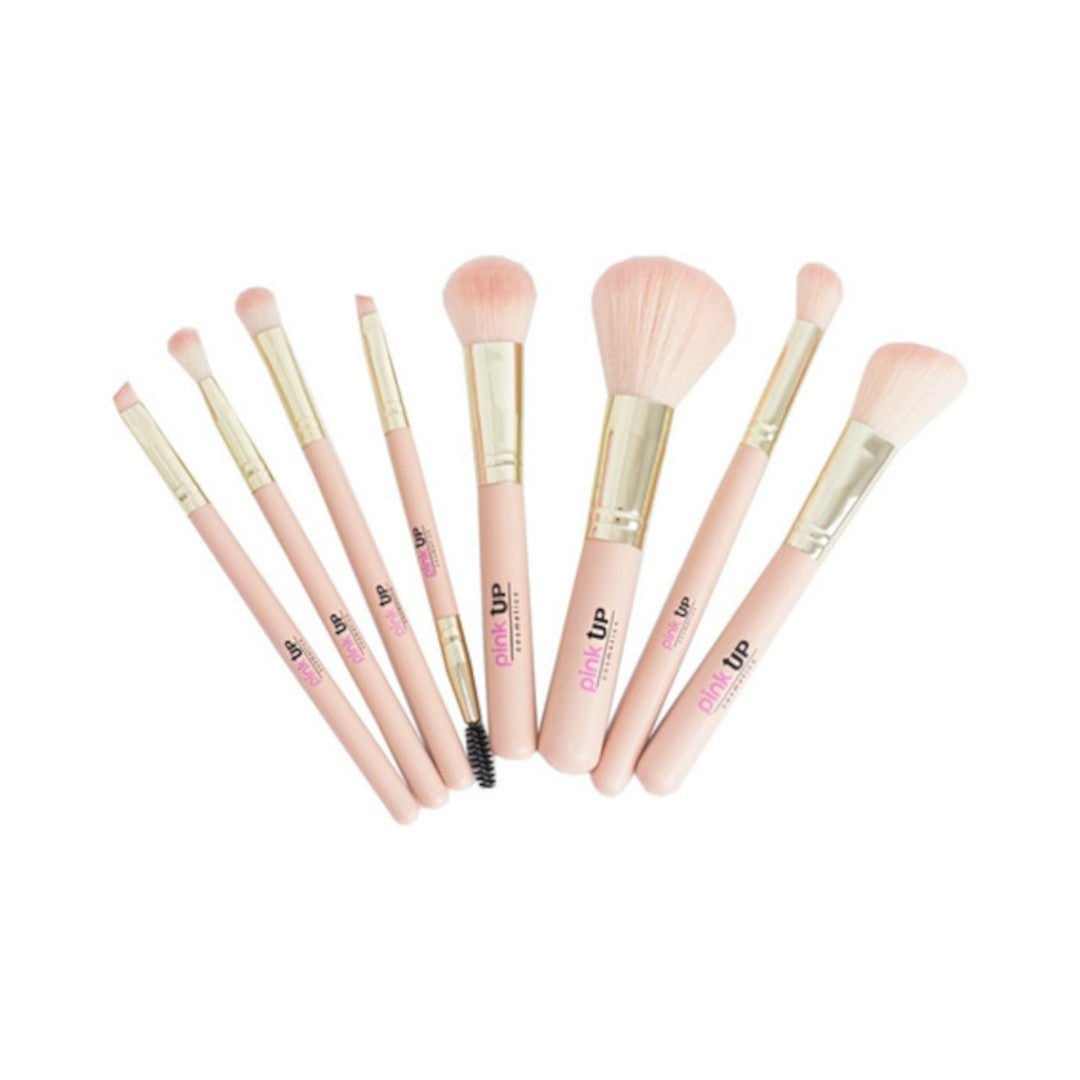 PINK UP SET DE BROCHAS COSMETIQUERA C/8 BROCHAS