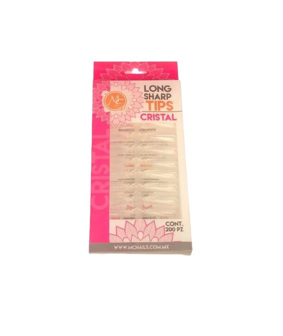 MC NAILS TIPS LONG SHARP TRANSPARENTE 200 PZAS