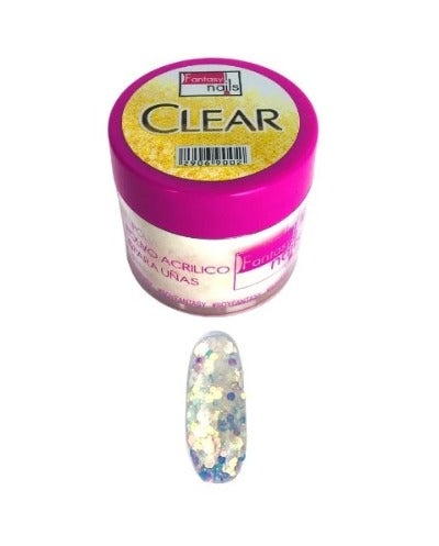 FANTASY NAILS POLVO ACRILICO CLEAR GOLD 1 OZ